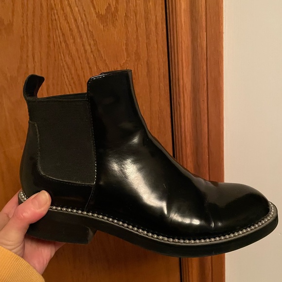 The Wishbone Collection. Black Patent Leather Ankle Boots - Picture 4 of 4